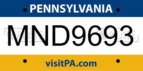 MND9693 Pennsylvania License Plate