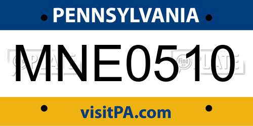MNE0510 Pennsylvania License Plate