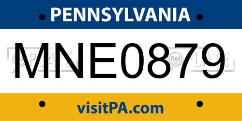 MNE0879 Pennsylvania License Plate