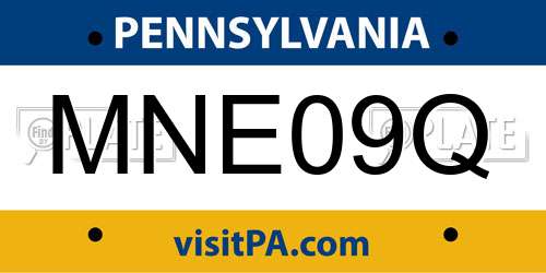 MNE09Q Pennsylvania License Plate