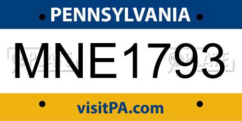 MNE1793 Pennsylvania License Plate