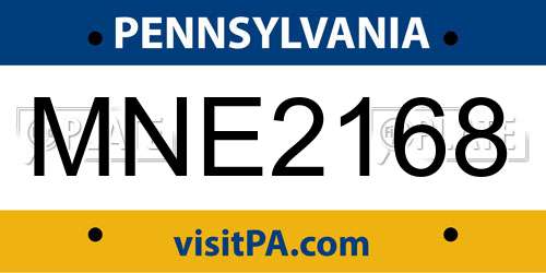 MNE2168 Pennsylvania License Plate