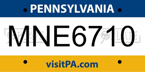 MNE6710 Pennsylvania License Plate