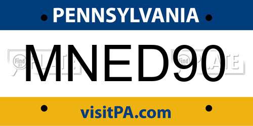 MNED90 Pennsylvania License Plate