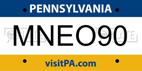 MNEO90 Pennsylvania License Plate