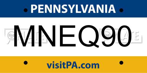 MNEQ90 Pennsylvania License Plate