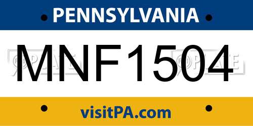 MNF1504 Pennsylvania License Plate
