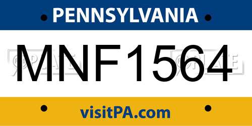 MNF1564 Pennsylvania License Plate