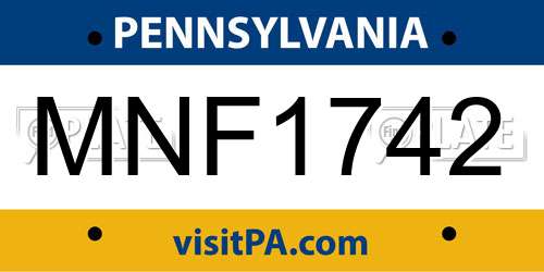 MNF1742 Pennsylvania License Plate