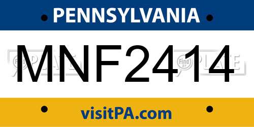 MNF2414 Pennsylvania License Plate