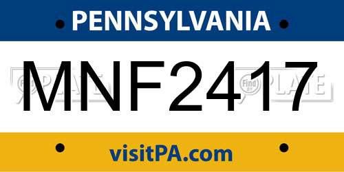 MNF2417 Pennsylvania License Plate