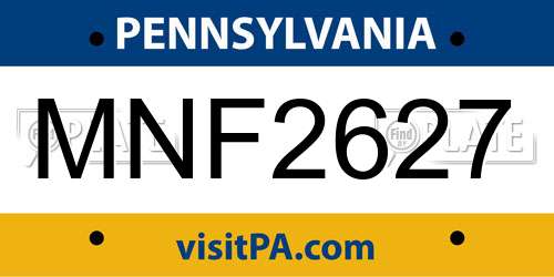 MNF2627 Pennsylvania License Plate