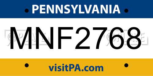 MNF2768 Pennsylvania License Plate