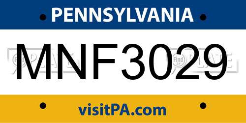 MNF3029 Pennsylvania License Plate