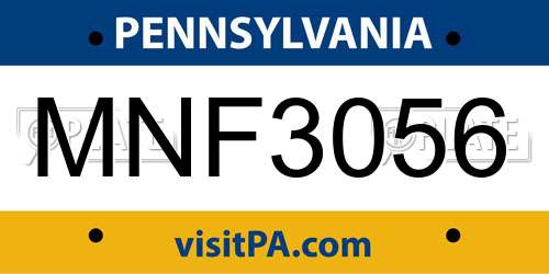 MNF3056 Pennsylvania License Plate