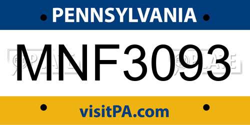 MNF3093 Pennsylvania License Plate