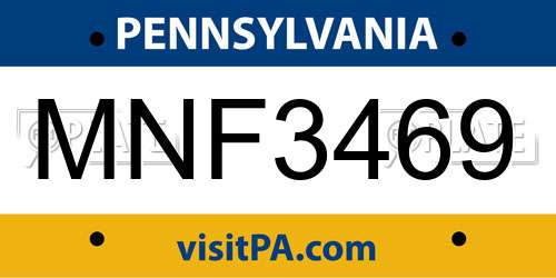 MNF3469 Pennsylvania License Plate