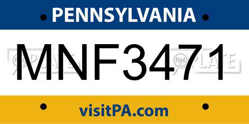 MNF3471 Pennsylvania License Plate