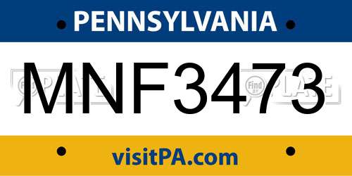 MNF3473 Pennsylvania License Plate