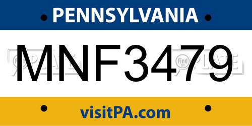 MNF3479 Pennsylvania License Plate