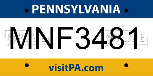 MNF3481 Pennsylvania License Plate