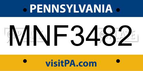 MNF3482 Pennsylvania License Plate