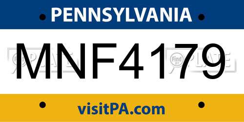 MNF4179 Pennsylvania License Plate