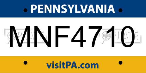 MNF4710 Pennsylvania License Plate