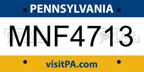 MNF4713 Pennsylvania License Plate
