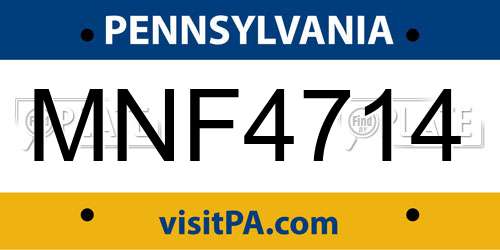 MNF4714 Pennsylvania License Plate