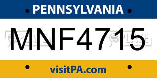 MNF4715 Pennsylvania License Plate