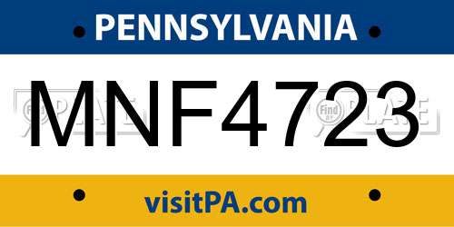 MNF4723 Pennsylvania License Plate