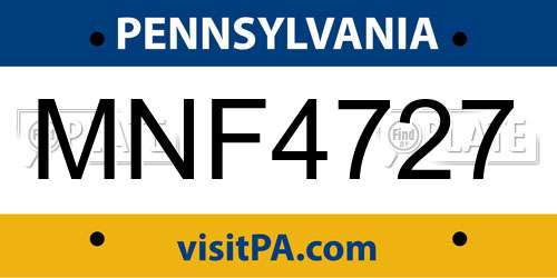 MNF4727 Pennsylvania License Plate