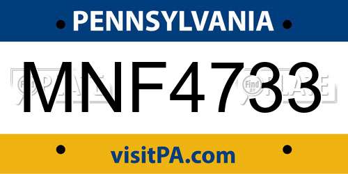 MNF4733 Pennsylvania License Plate