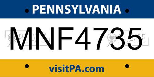 MNF4735 Pennsylvania License Plate