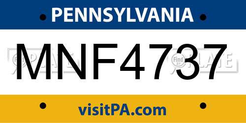 MNF4737 Pennsylvania License Plate