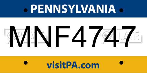 MNF4747 Pennsylvania License Plate
