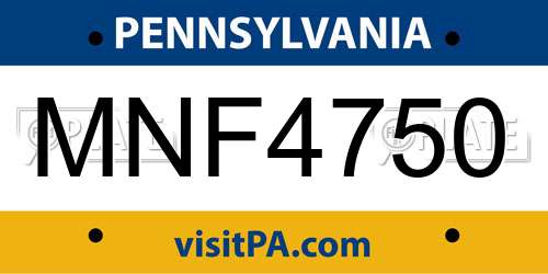 MNF4750 Pennsylvania License Plate