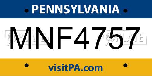 MNF4757 Pennsylvania License Plate