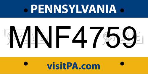 MNF4759 Pennsylvania License Plate