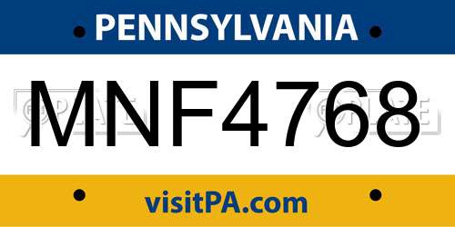 MNF4768 Pennsylvania License Plate