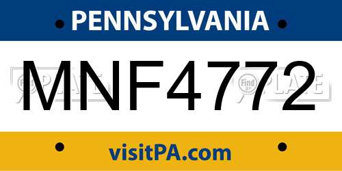 MNF4772 Pennsylvania License Plate