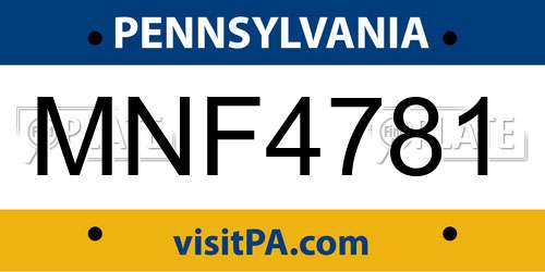 MNF4781 Pennsylvania License Plate