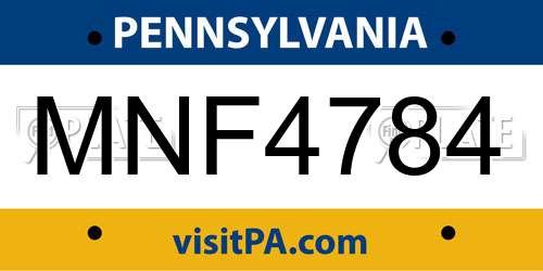 MNF4784 Pennsylvania License Plate