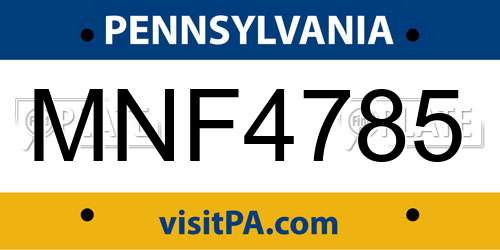 MNF4785 Pennsylvania License Plate