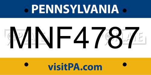 MNF4787 Pennsylvania License Plate