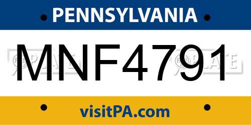MNF4791 Pennsylvania License Plate