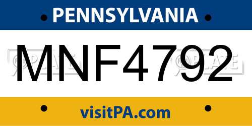 MNF4792 Pennsylvania License Plate