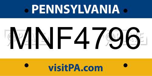 MNF4796 Pennsylvania License Plate