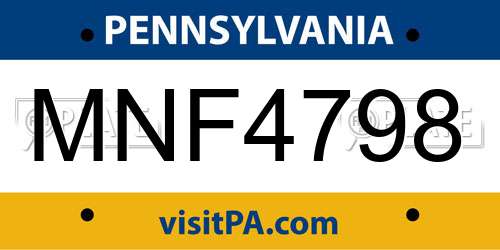 MNF4798 Pennsylvania License Plate
